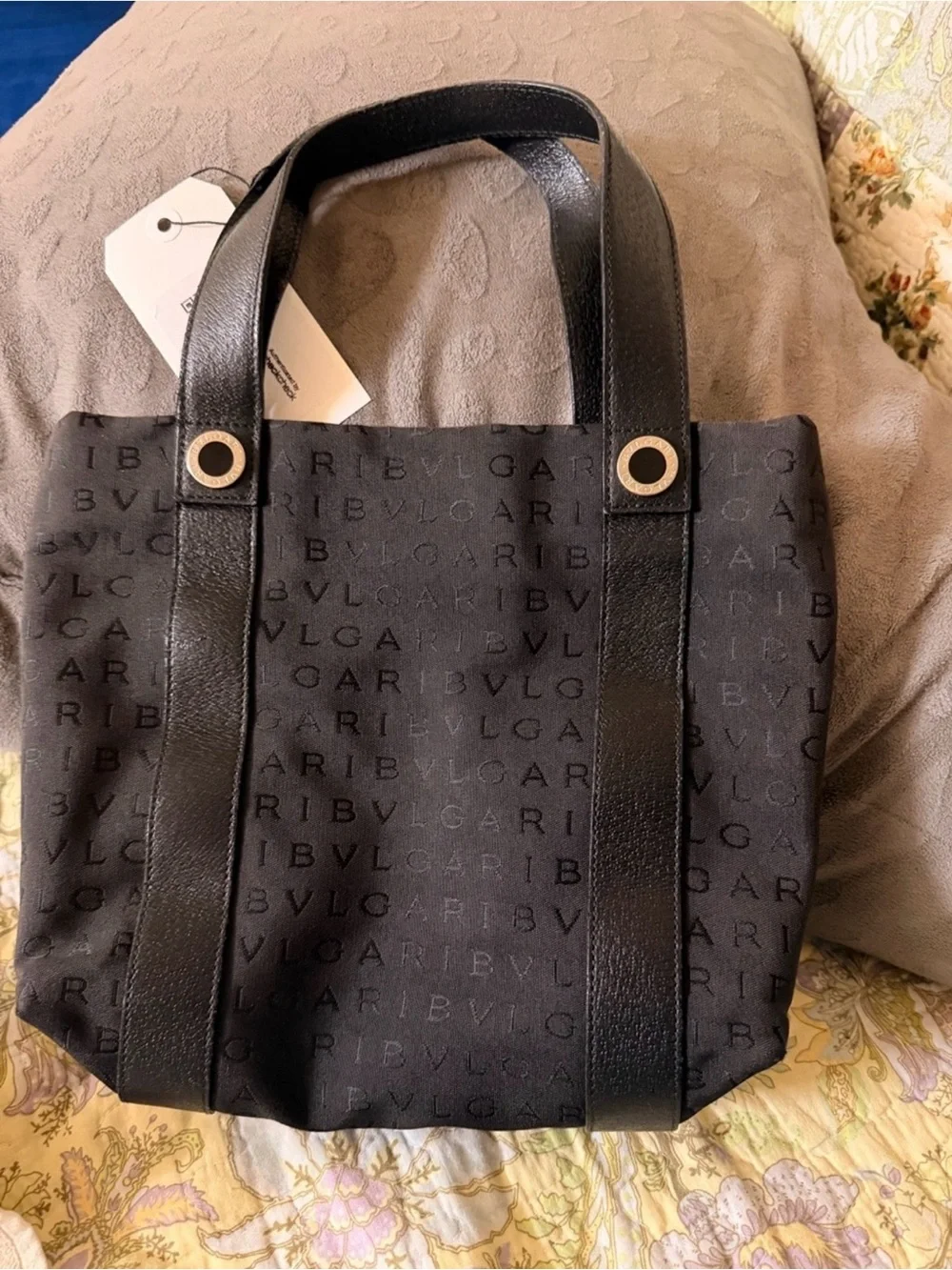 🖤Authentic Bvlgari Logomania Black Canva And Leather Tote 🖤 COA🖤